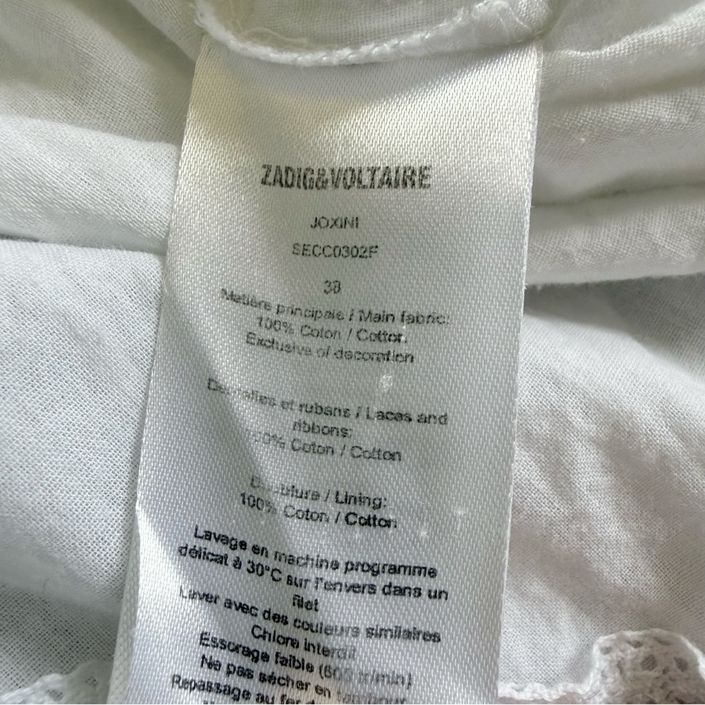 ZADIG & VOLTAIRE JOXINI WHITE COTTON LACE TRIM MINI SKIRT - Picture 10 of 14